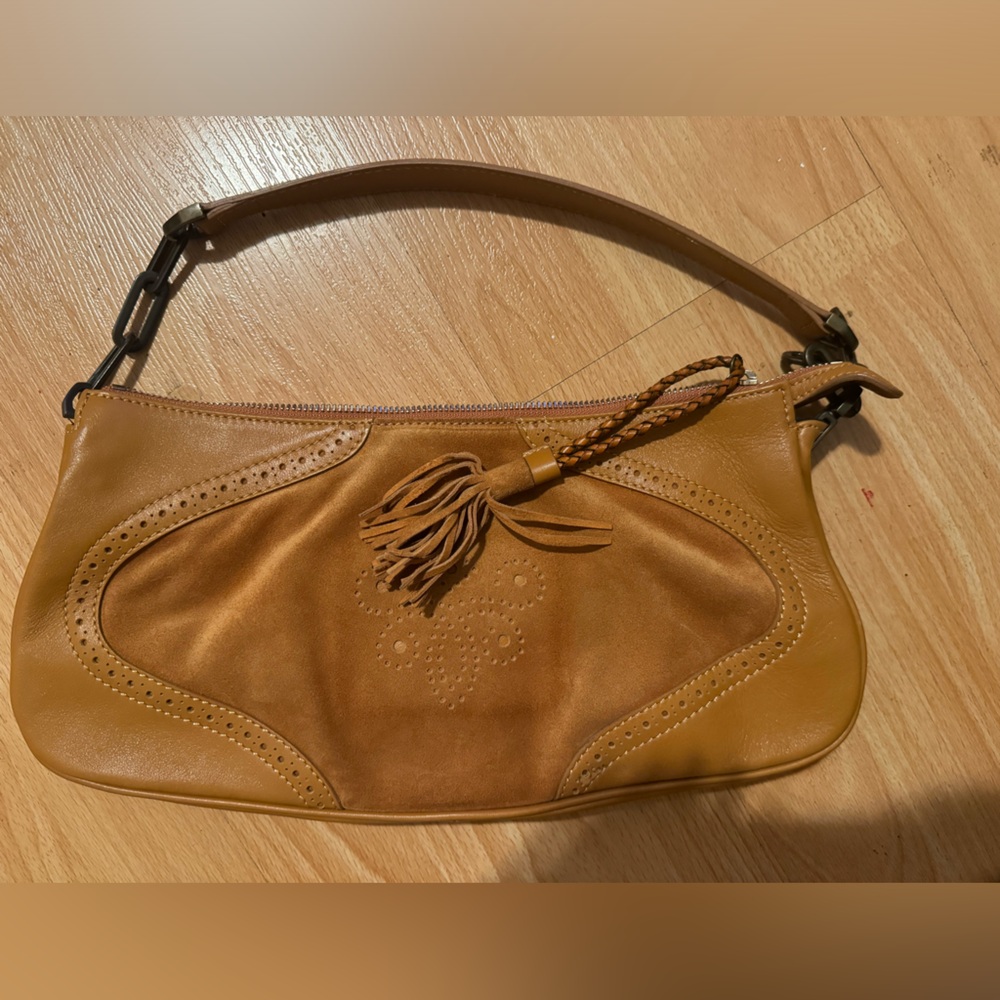 Fratelli Rossetti Suede Tan Shoulder Purse